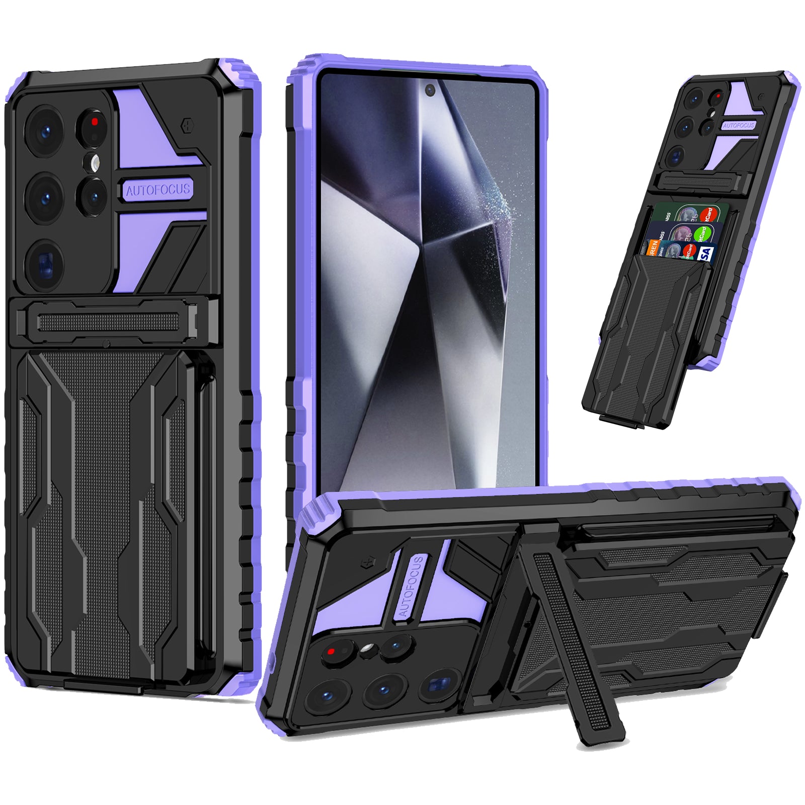 Samsung S26 Ultra Heavy Duty Kickstand Case Shockproof Card Holder PURPLE