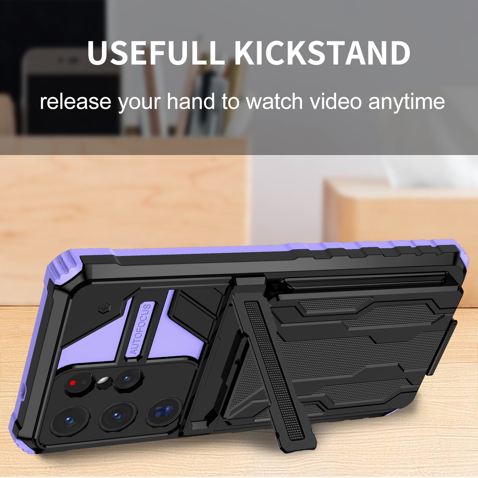 Samsung S26 Ultra Heavy Duty Kickstand Case Shockproof Card Holder PURPLE