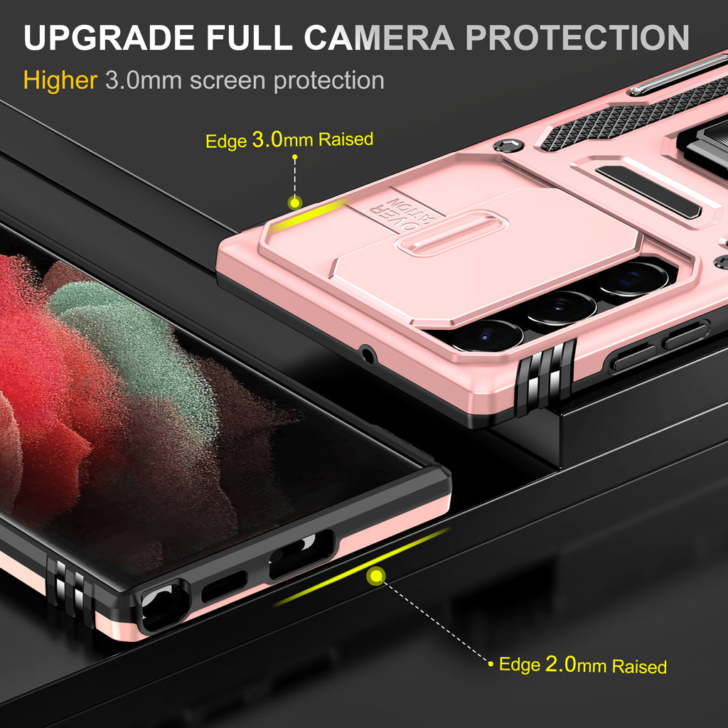 Samsung Galaxy S22 Ultra Case Shockproof Kickstand Hybrid Cover PINK