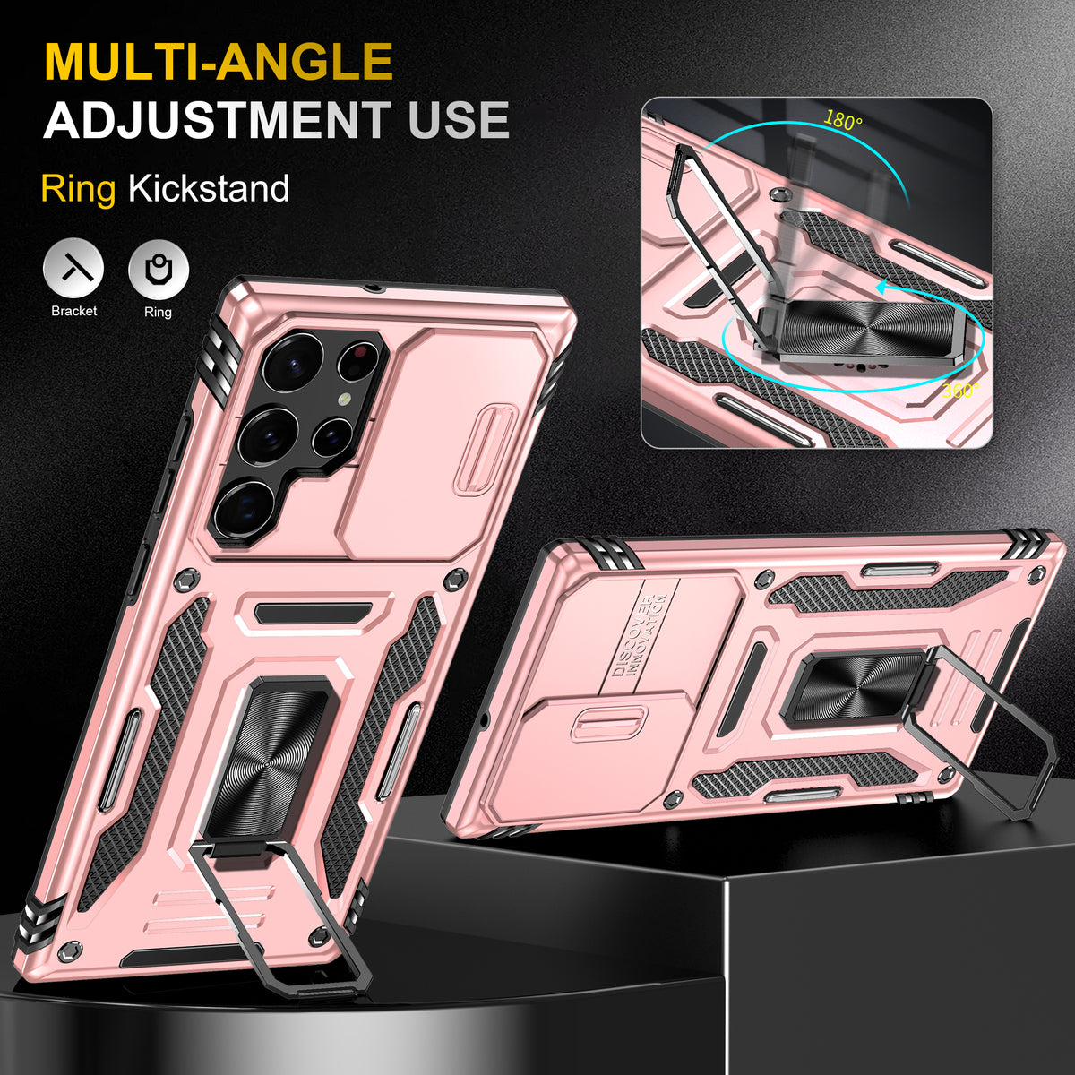 Samsung Galaxy S22 Ultra Case Shockproof Kickstand Hybrid Cover PINK