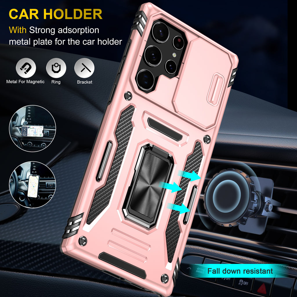 Samsung Galaxy S22 Ultra Case Shockproof Kickstand Hybrid Cover PINK
