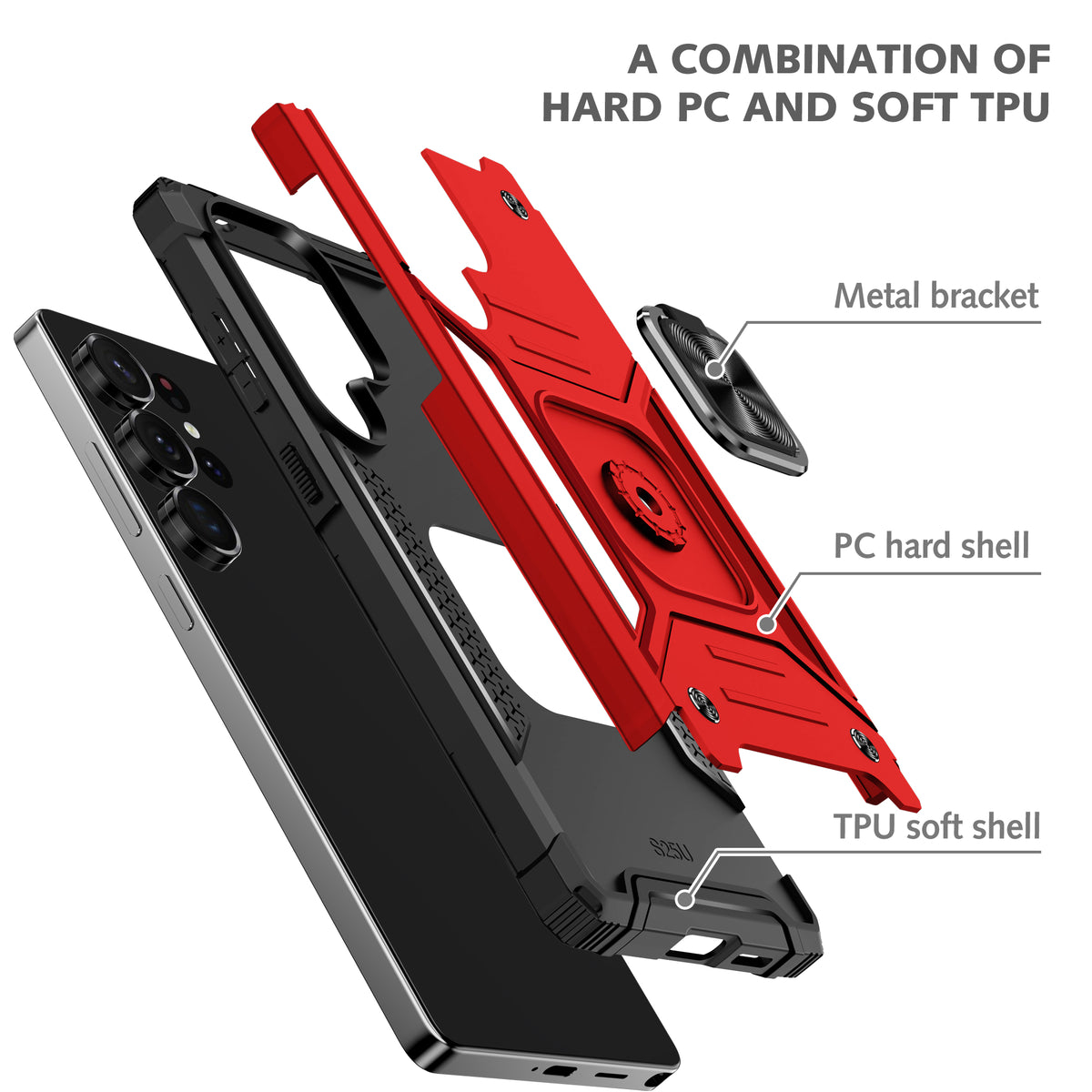 Samsung Galaxy S25 Ultra Rugged Tough Case Shockproof Hybrid Cover RED