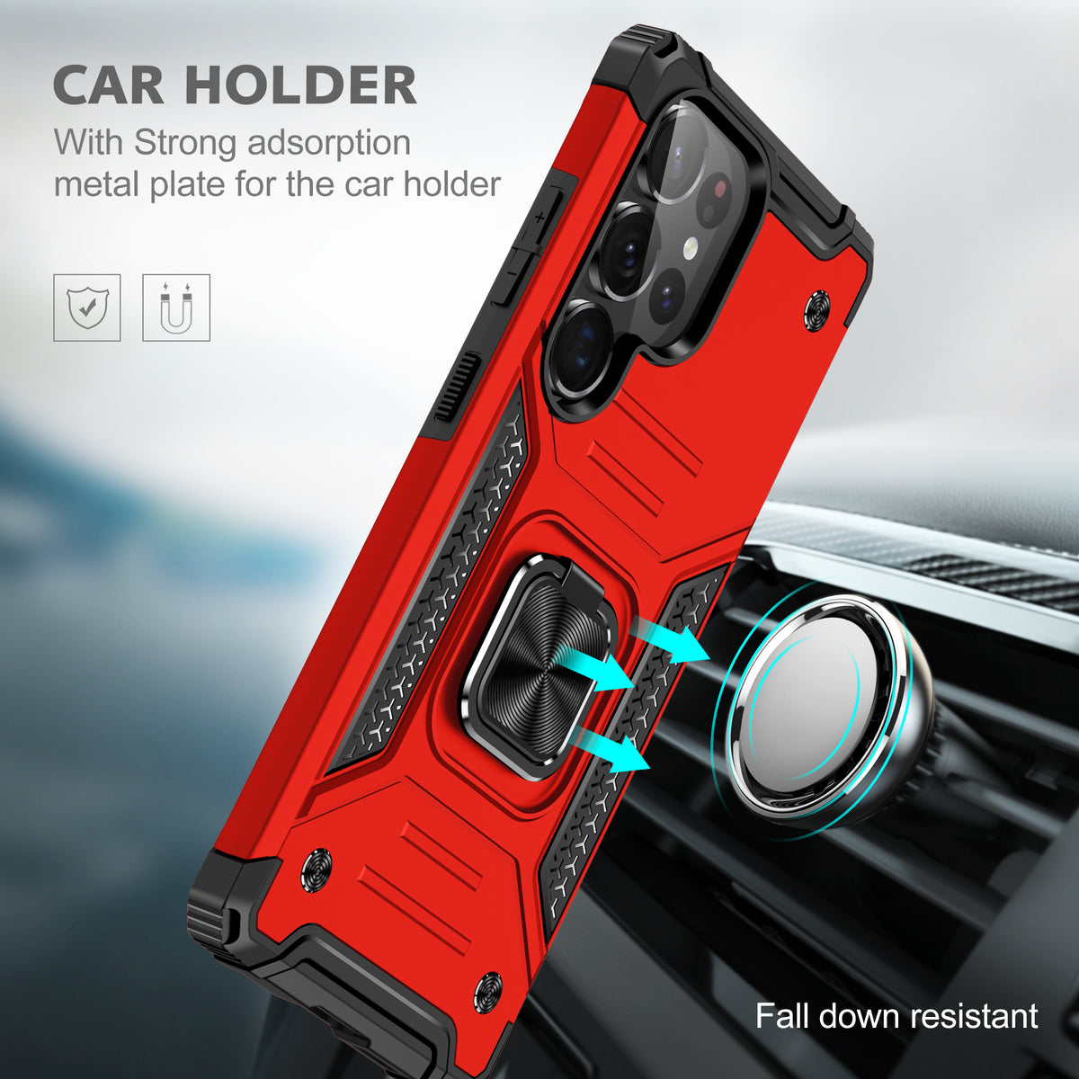 Samsung Galaxy S25 Ultra Rugged Tough Case Shockproof Hybrid Cover RED