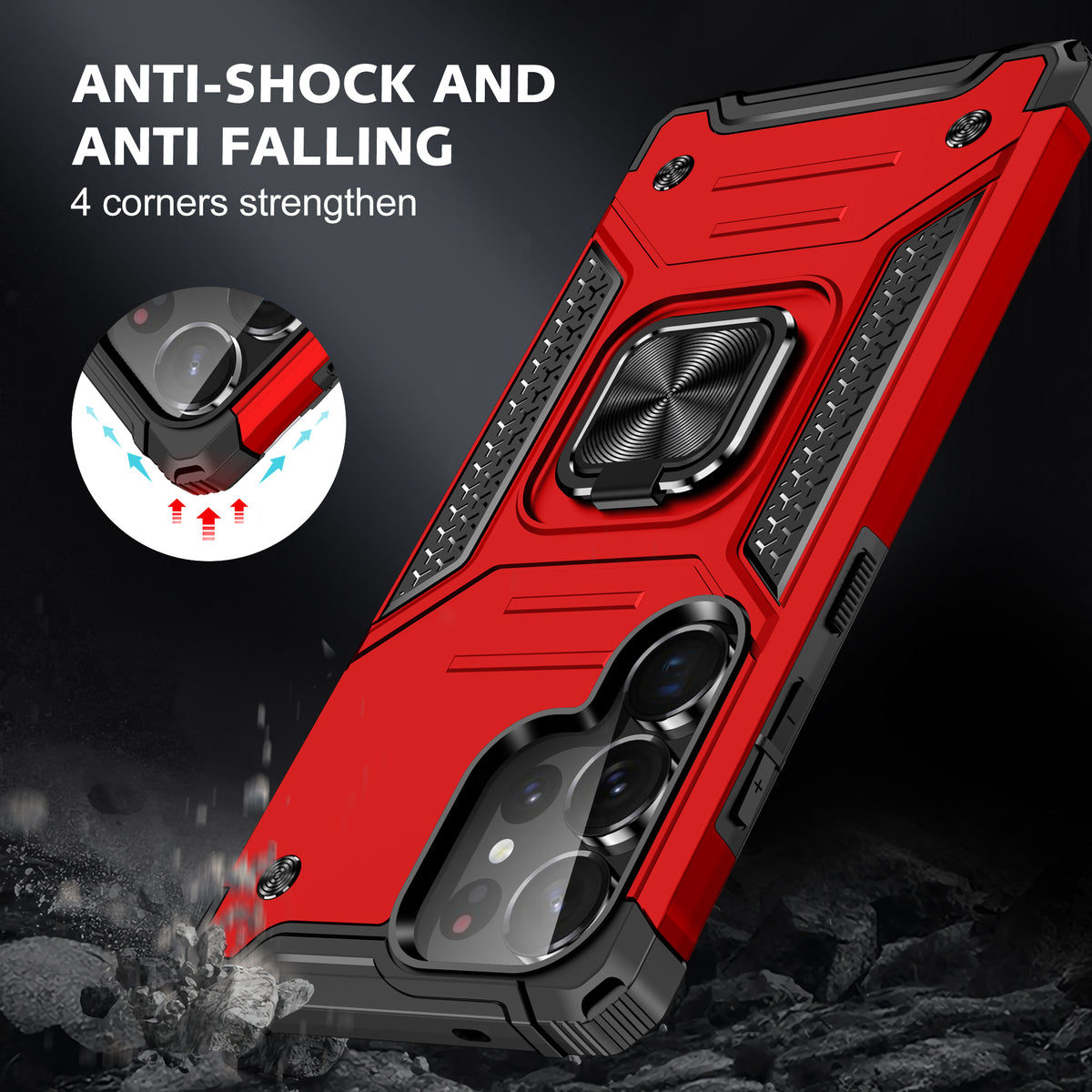 Samsung Galaxy S25 Ultra Rugged Tough Case Shockproof Hybrid Cover RED