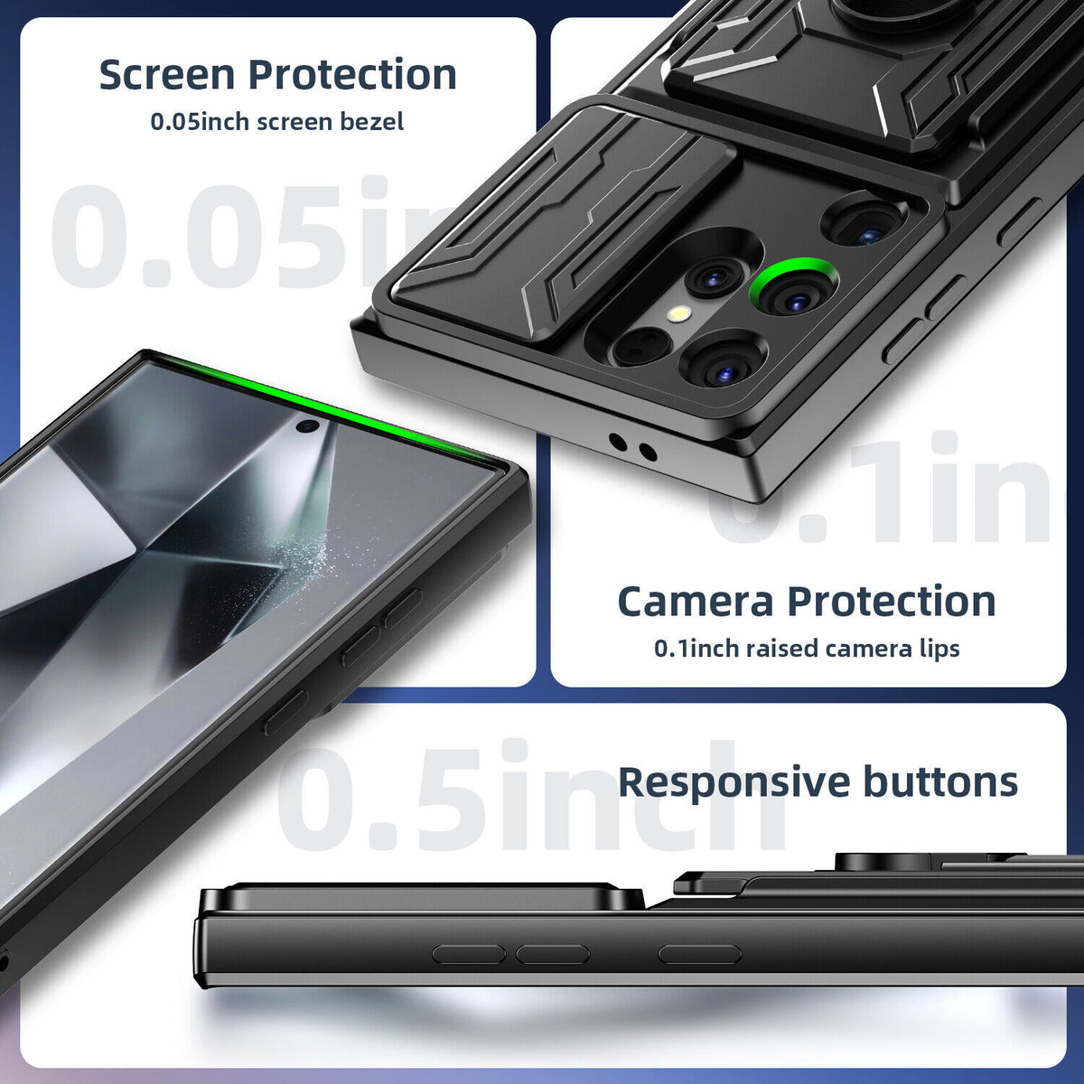 Samsung Galaxy S26 Ultra Rugged Shockproof Case Kickstand Card Cover BLACK