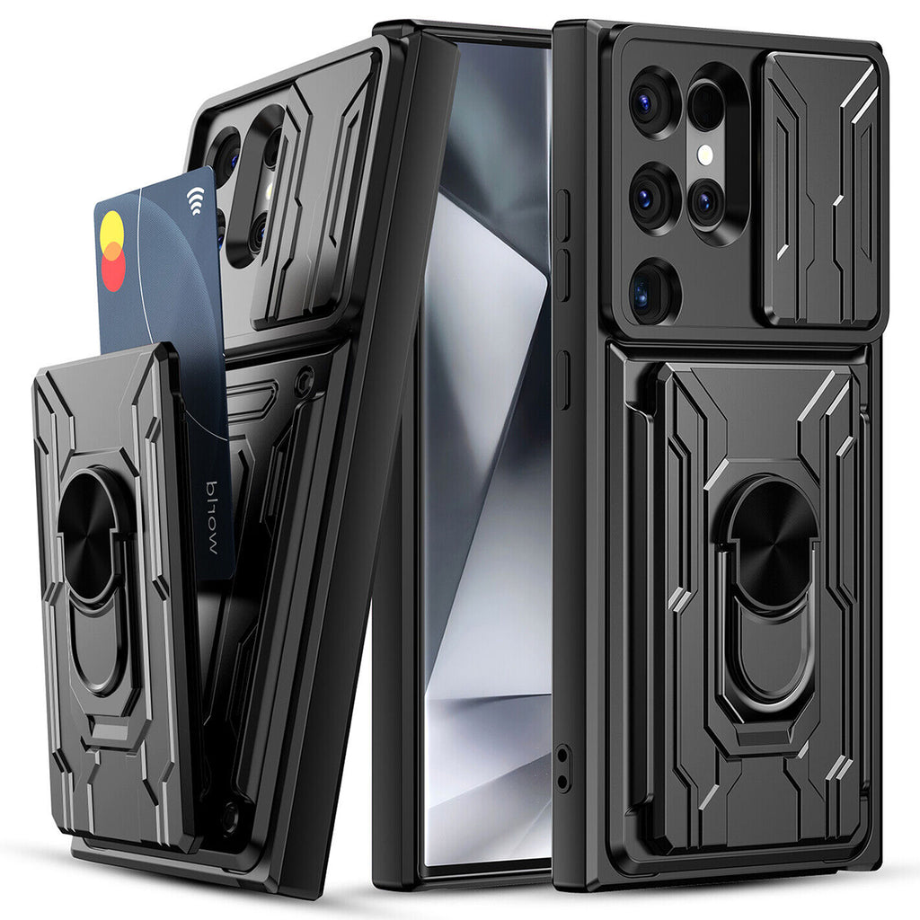 Samsung Galaxy S26 Ultra Rugged Shockproof Case Kickstand Card Cover BLACK