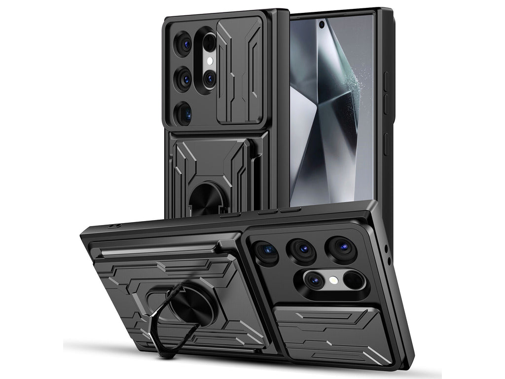 Samsung Galaxy S26 Ultra Rugged Shockproof Case Kickstand Card Cover BLACK