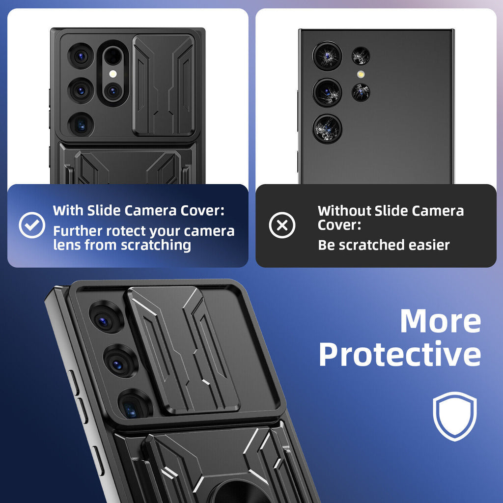 Samsung Galaxy S26 Ultra Rugged Shockproof Case Kickstand Card Cover BLACK