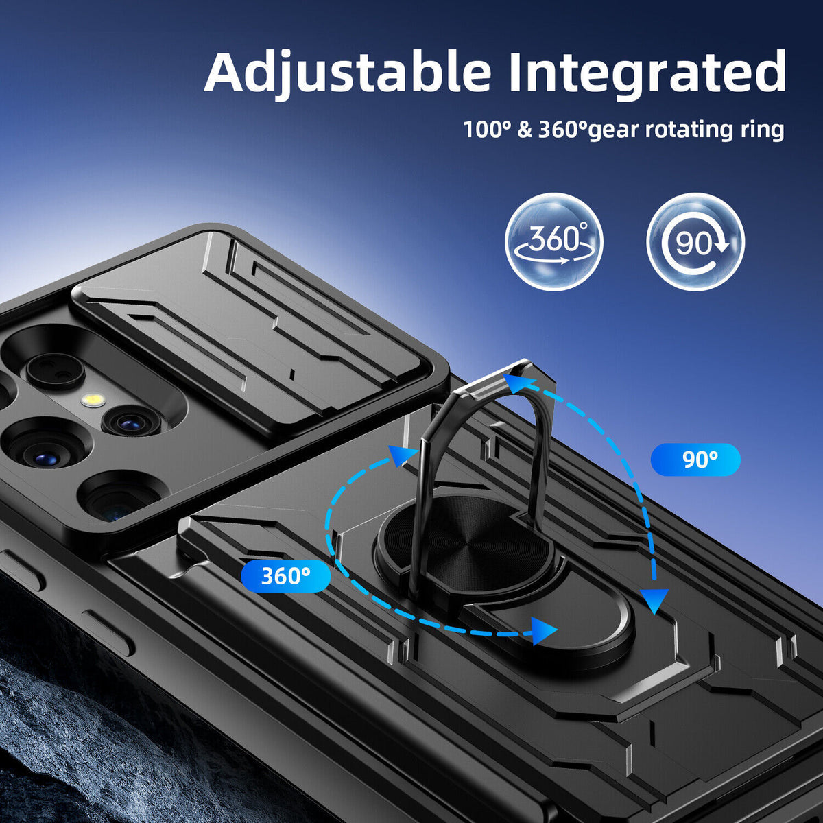 Samsung Galaxy S26 Ultra Rugged Shockproof Case Kickstand Card Cover BLACK