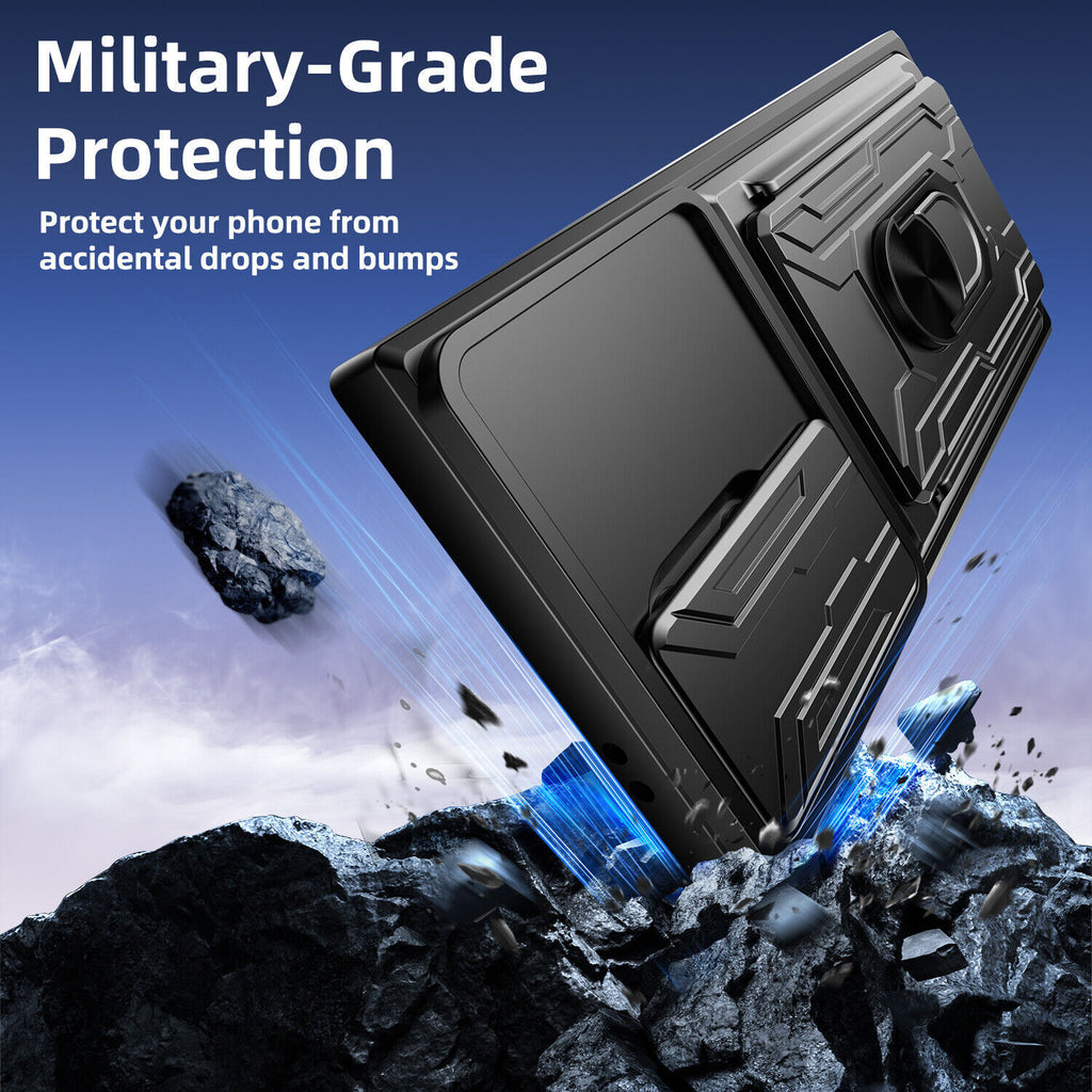 Samsung Galaxy S26 Ultra Rugged Shockproof Case Kickstand Card Cover BLACK