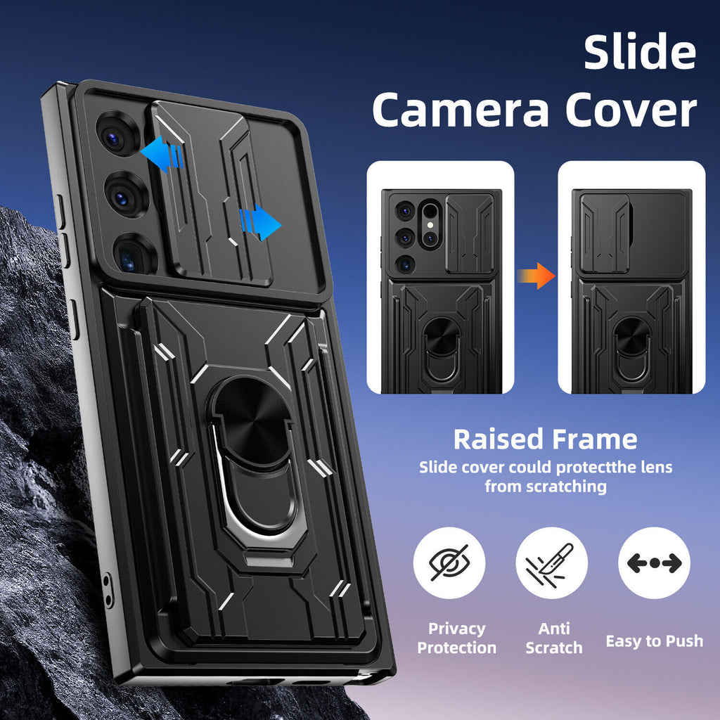 Samsung Galaxy S26 Ultra Rugged Shockproof Case Kickstand Card Cover BLACK