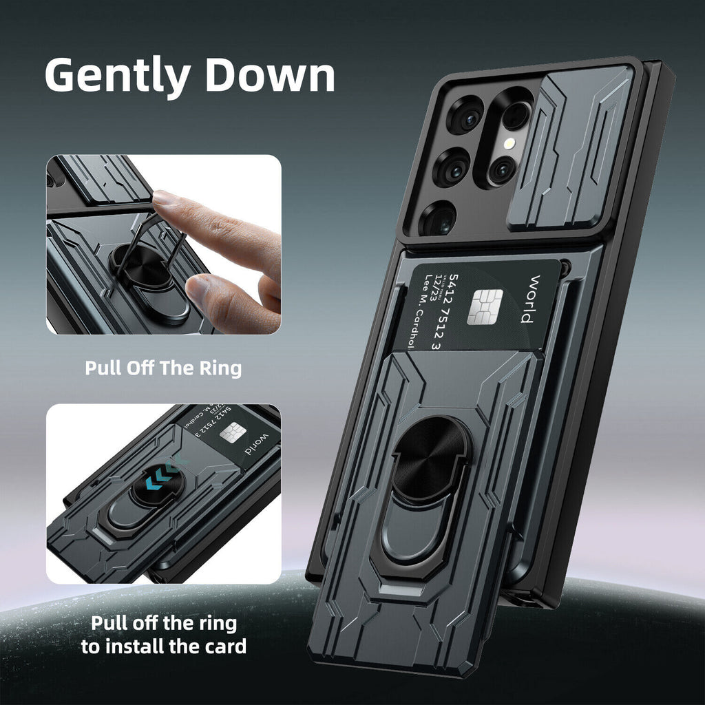 Samsung Galaxy S26 Ultra Rugged Shockproof Case Kickstand Card Cover GREY