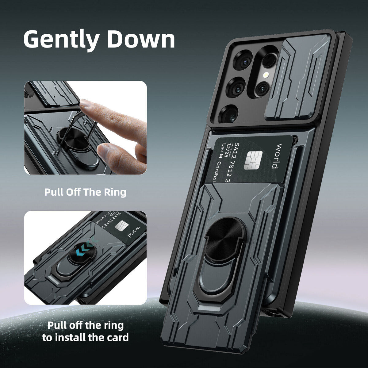 Samsung Galaxy S26 Ultra Rugged Shockproof Case Kickstand Card Cover GREY