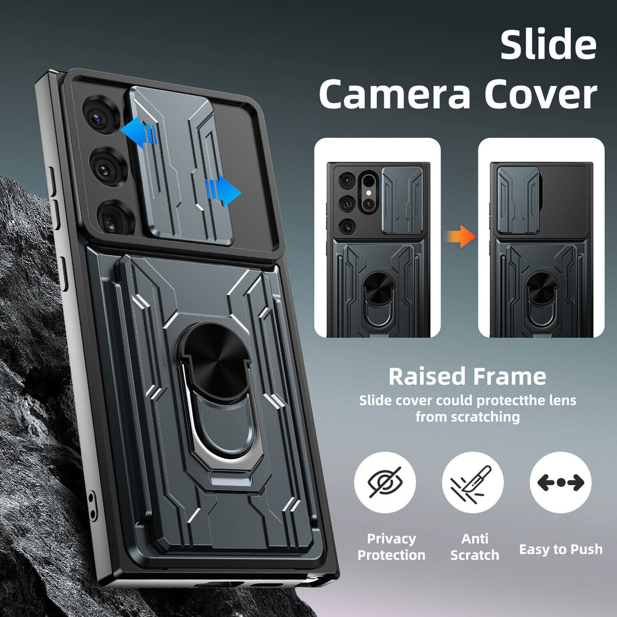 Samsung Galaxy S26 Ultra Rugged Shockproof Case Kickstand Card Cover GREY