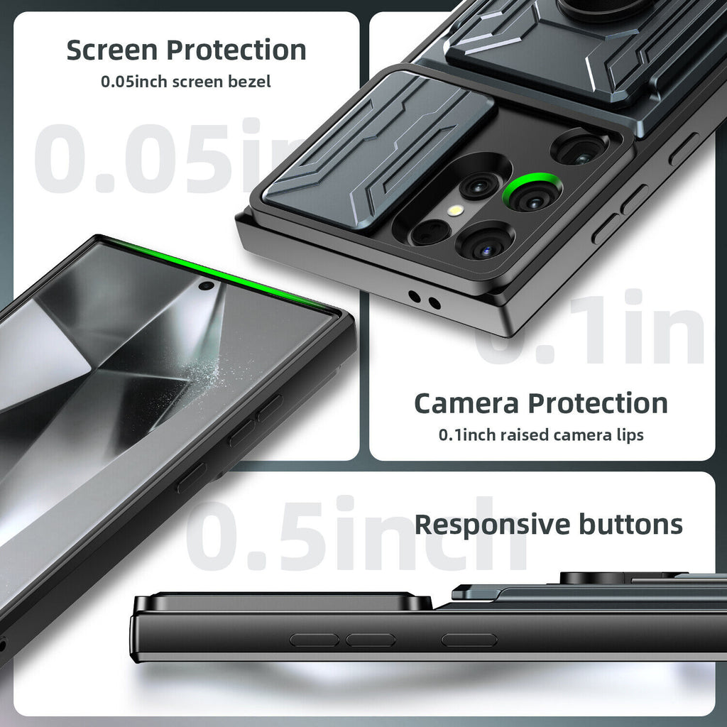 Samsung Galaxy S26 Ultra Rugged Shockproof Case Kickstand Card Cover GREY