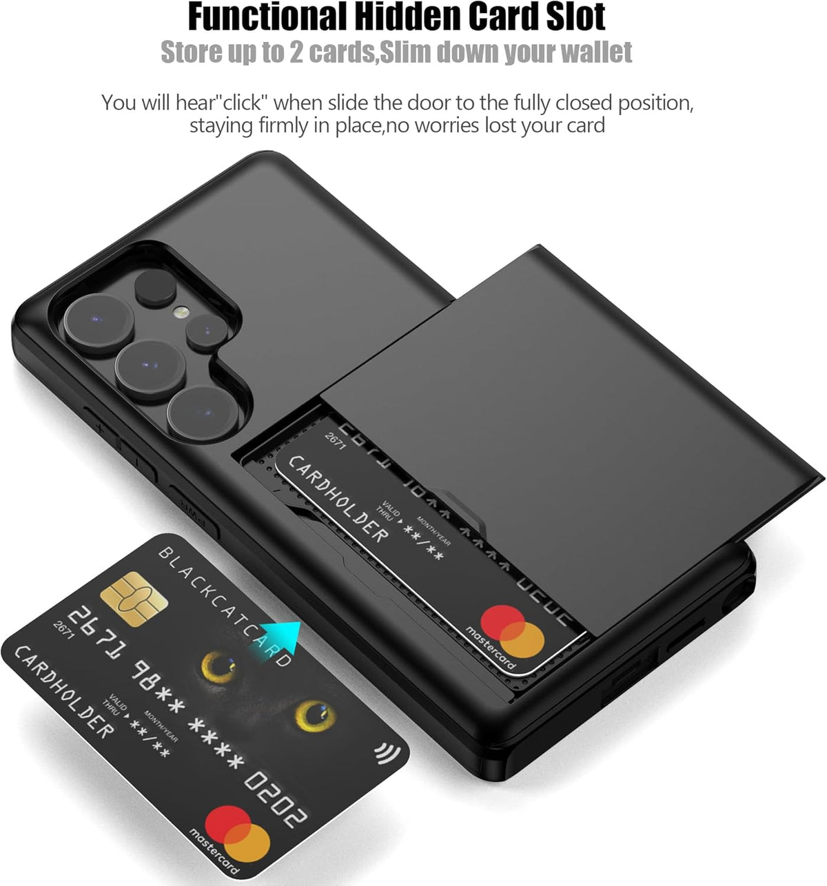 Samsung Galaxy S25 Ultra Shockproof Wallet Case Card Cover BLACK