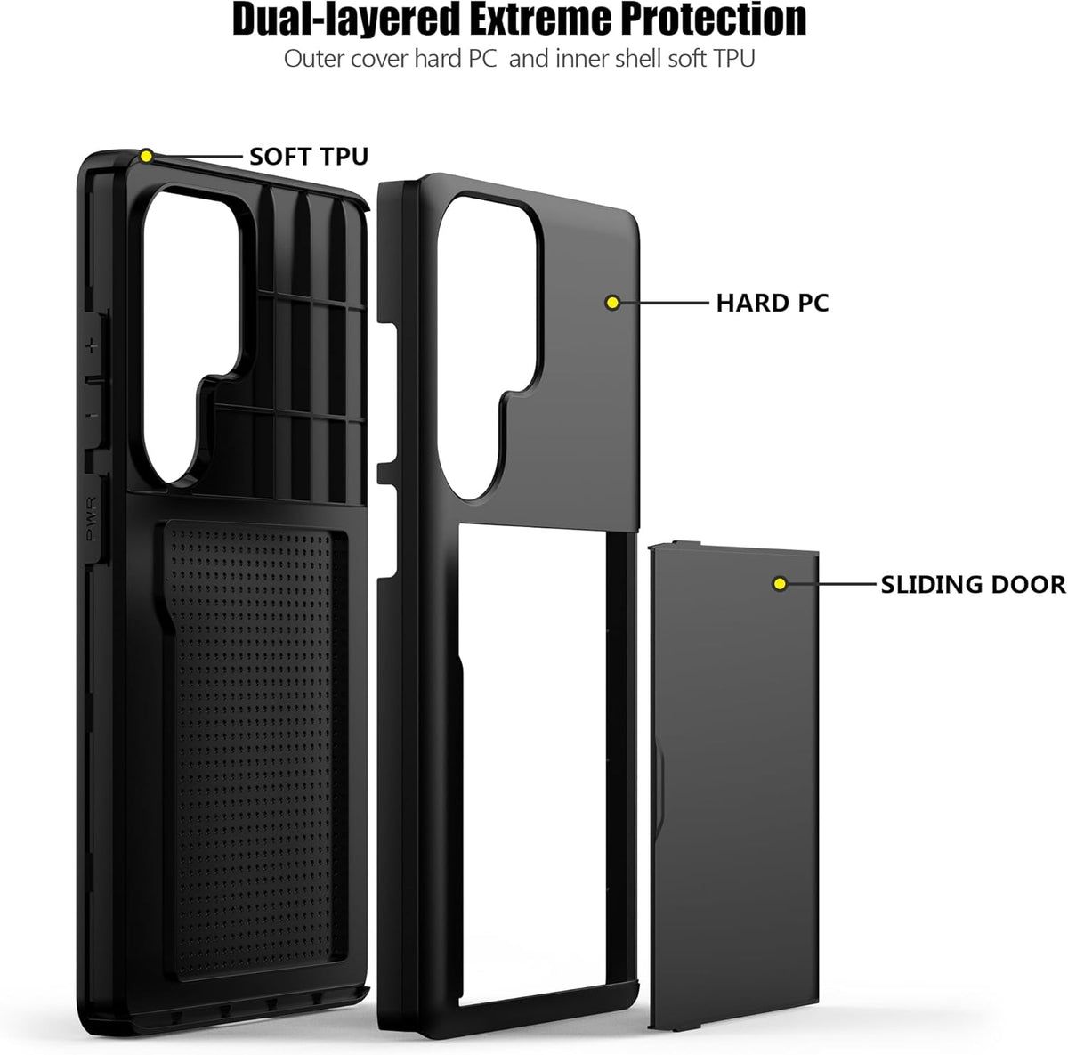 Samsung Galaxy S25 Ultra Shockproof Wallet Case Card Cover BLACK