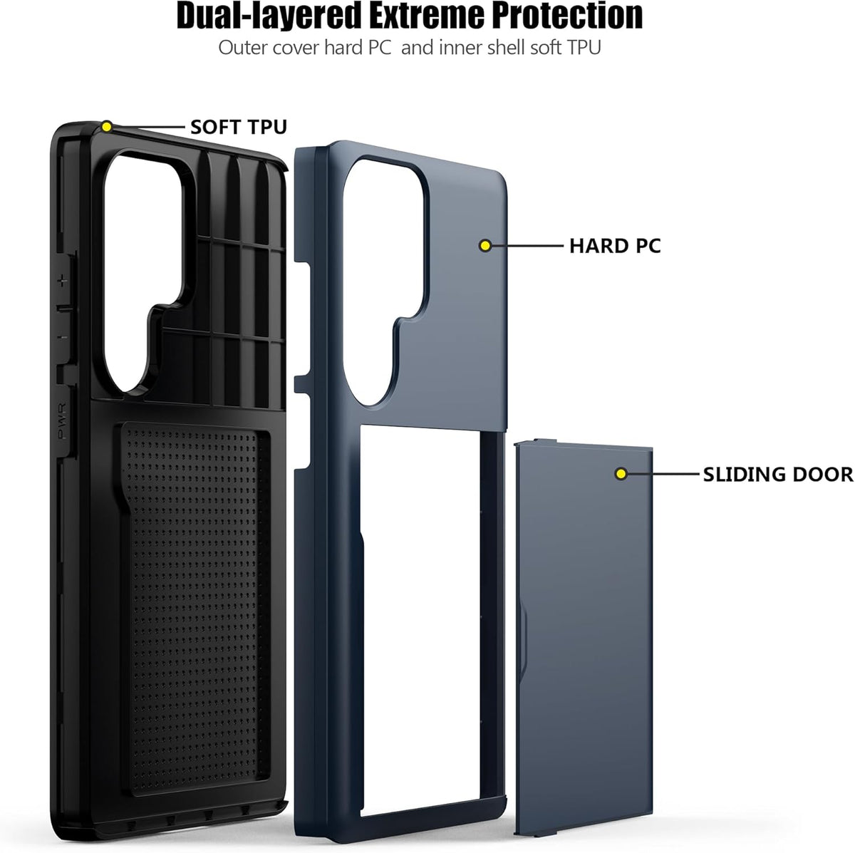 Samsung Galaxy S25 Ultra Shockproof Wallet Case Card Cover BLUE