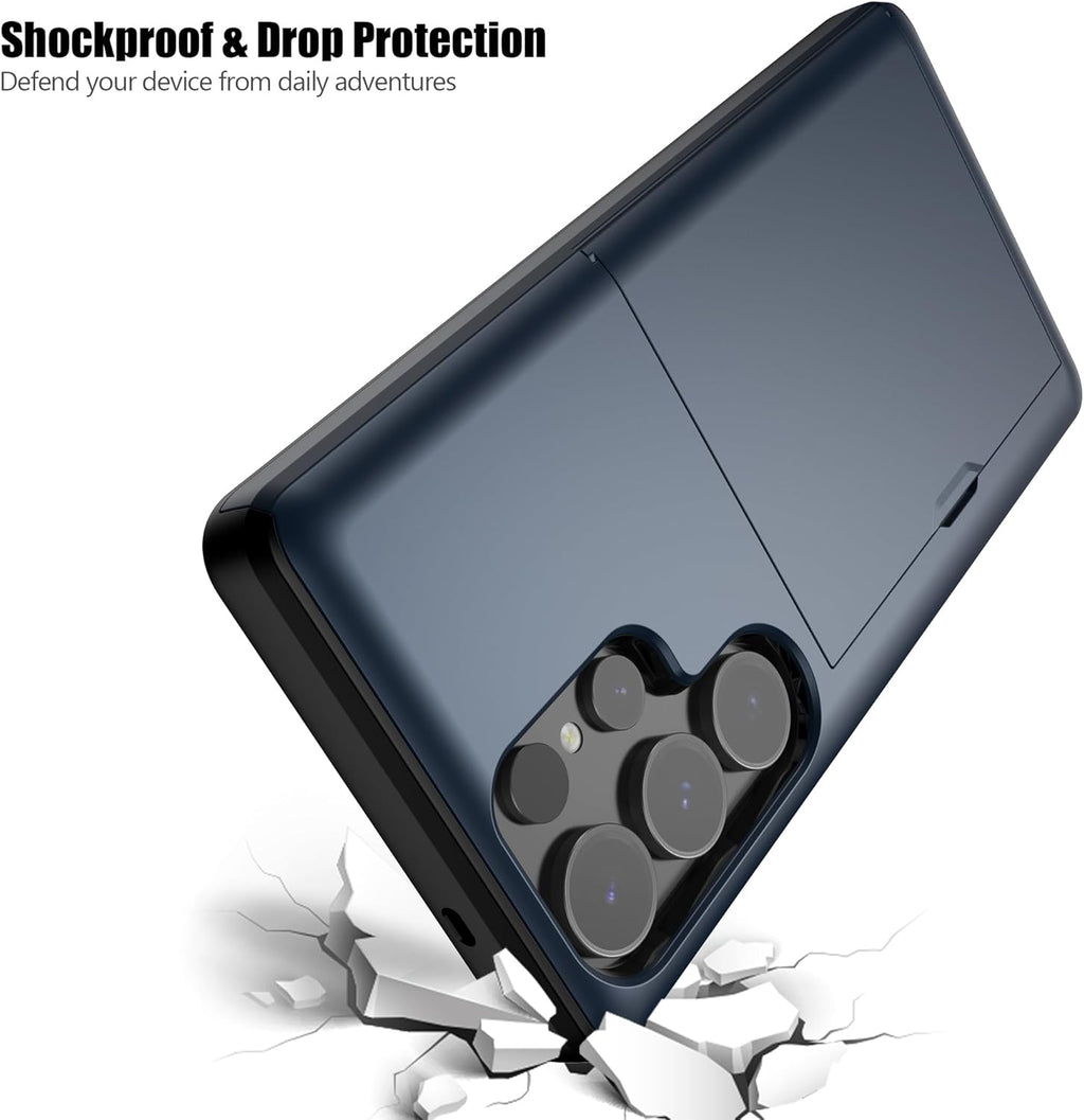 Samsung Galaxy S25 Ultra Shockproof Wallet Case Card Cover BLUE
