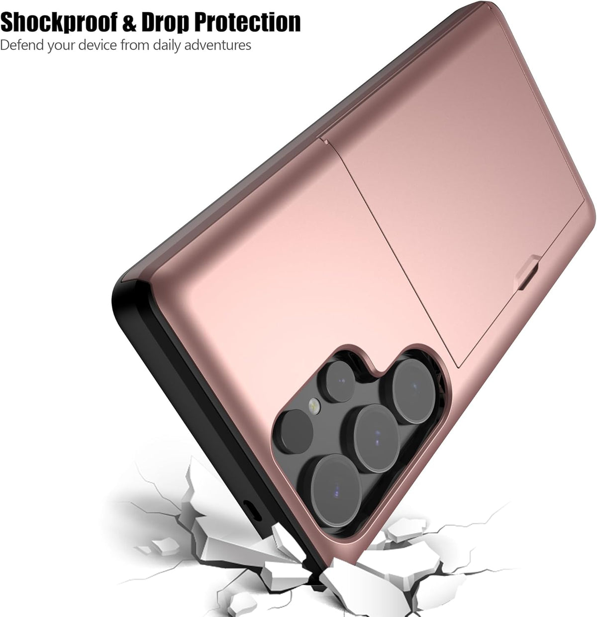 Samsung Galaxy S25 Ultra Shockproof Wallet Case Card Cover PINK