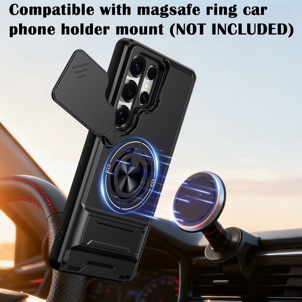 Samsung S25 Ultra Magnetic Kickstand Case with Camera Slide Cover ORANGE