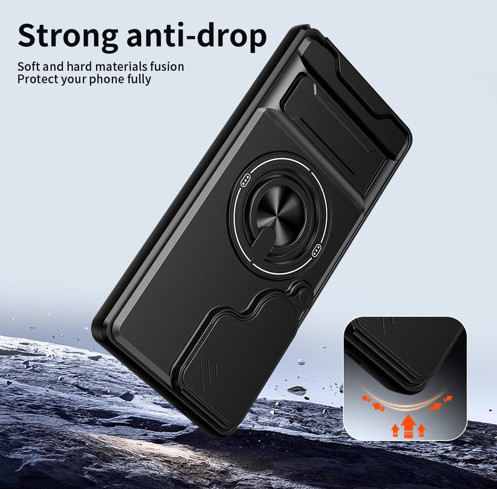 Samsung S25 Ultra Magnetic Kickstand Case with Camera Slide Cover ORANGE