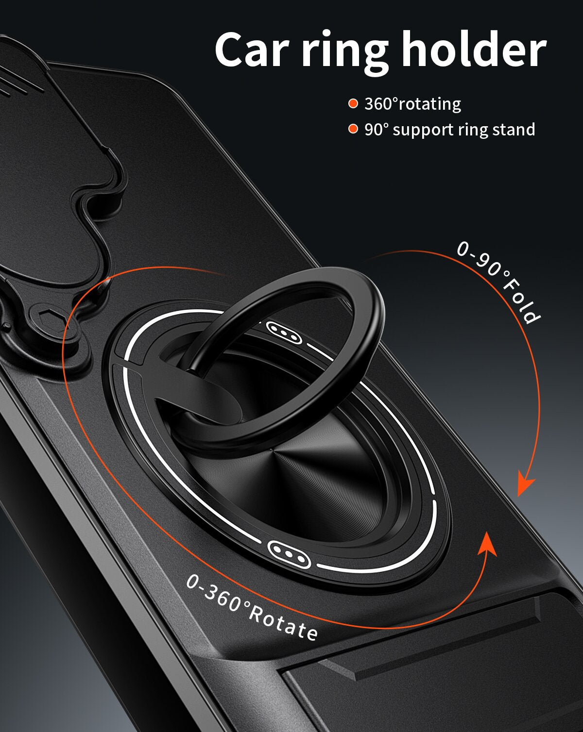 Samsung S25 Ultra Magnetic Kickstand Case with Camera Slide Cover ORANGE