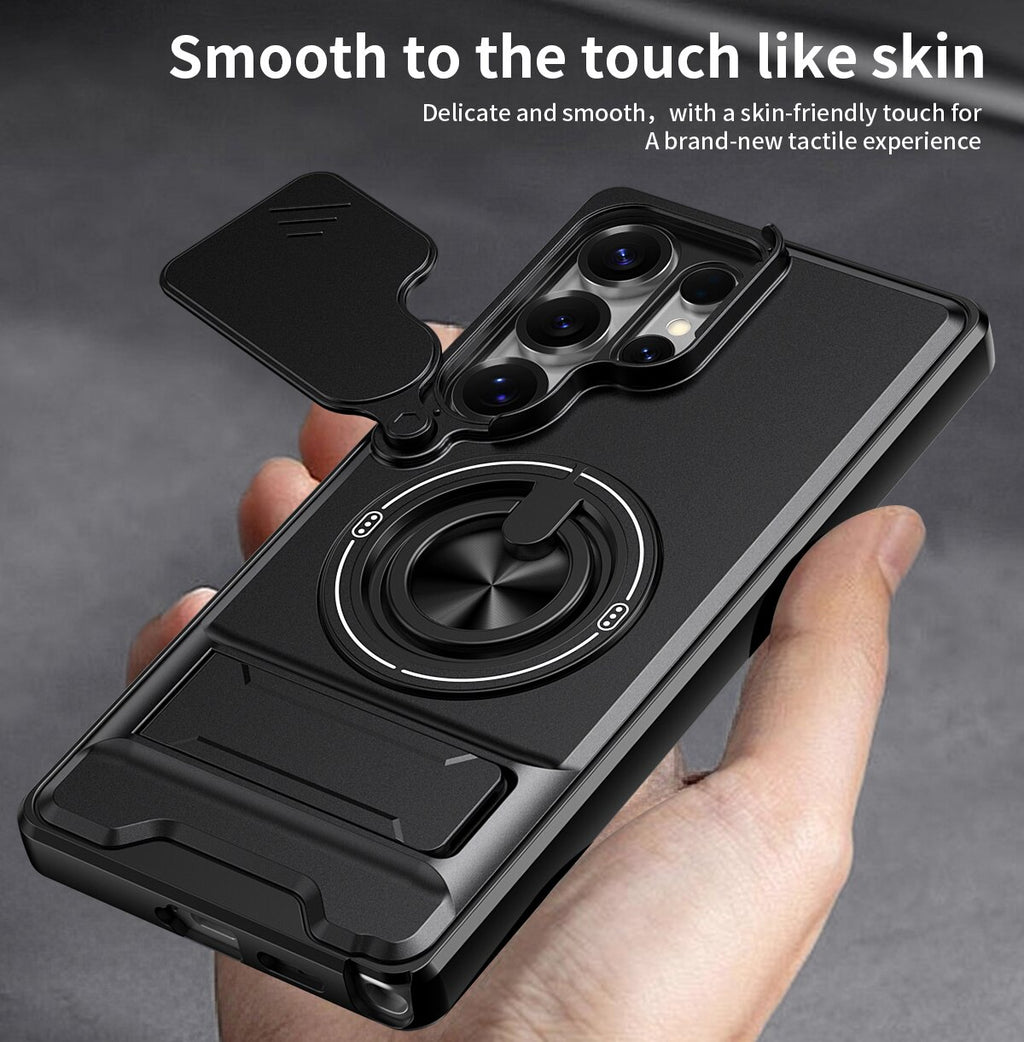 Samsung S25 Ultra Magnetic Kickstand Case with Camera Slide Cover ORANGE