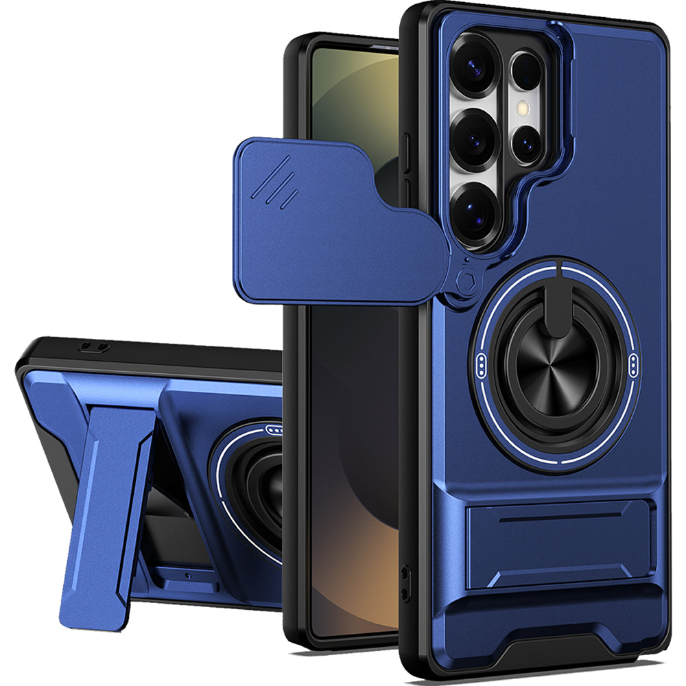 Samsung S25 Ultra Magnetic Kickstand Case with Camera Slide Cover BLUE