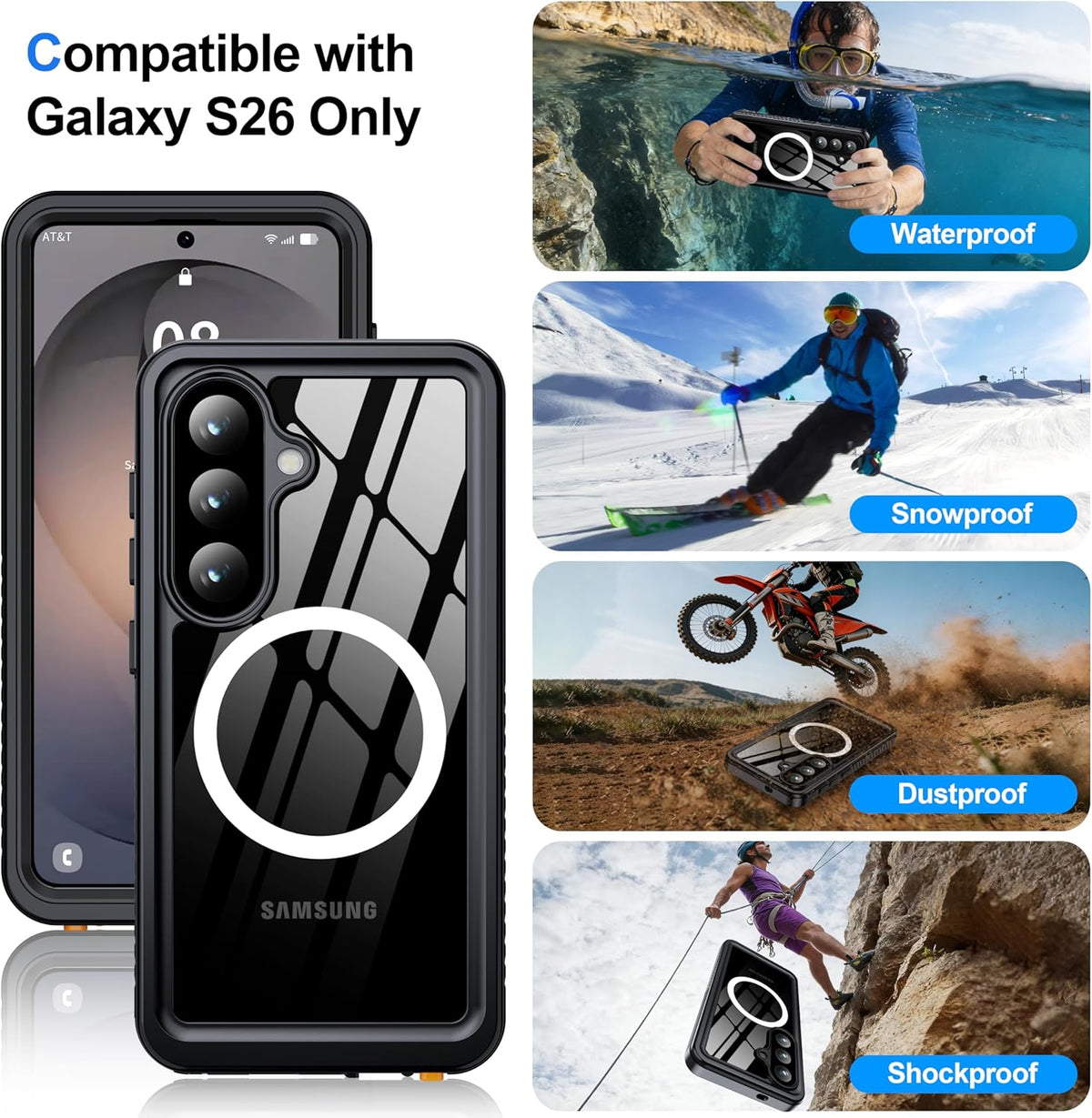 Waterproof Case MagSafe Compatible for Samsung Galaxy S26