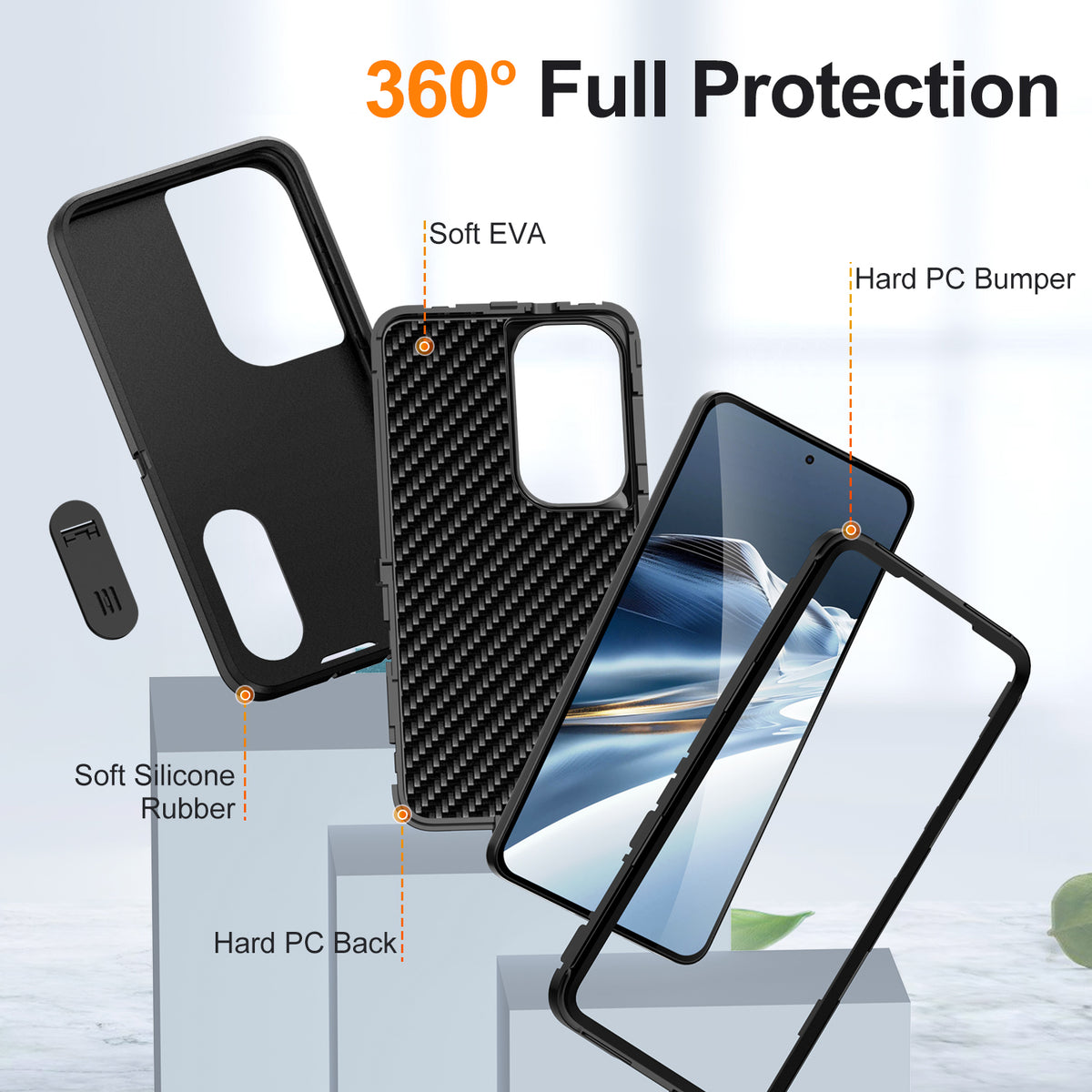 Samsung S26 Plus Case Shockproof Armor Kickstand [Full Black]