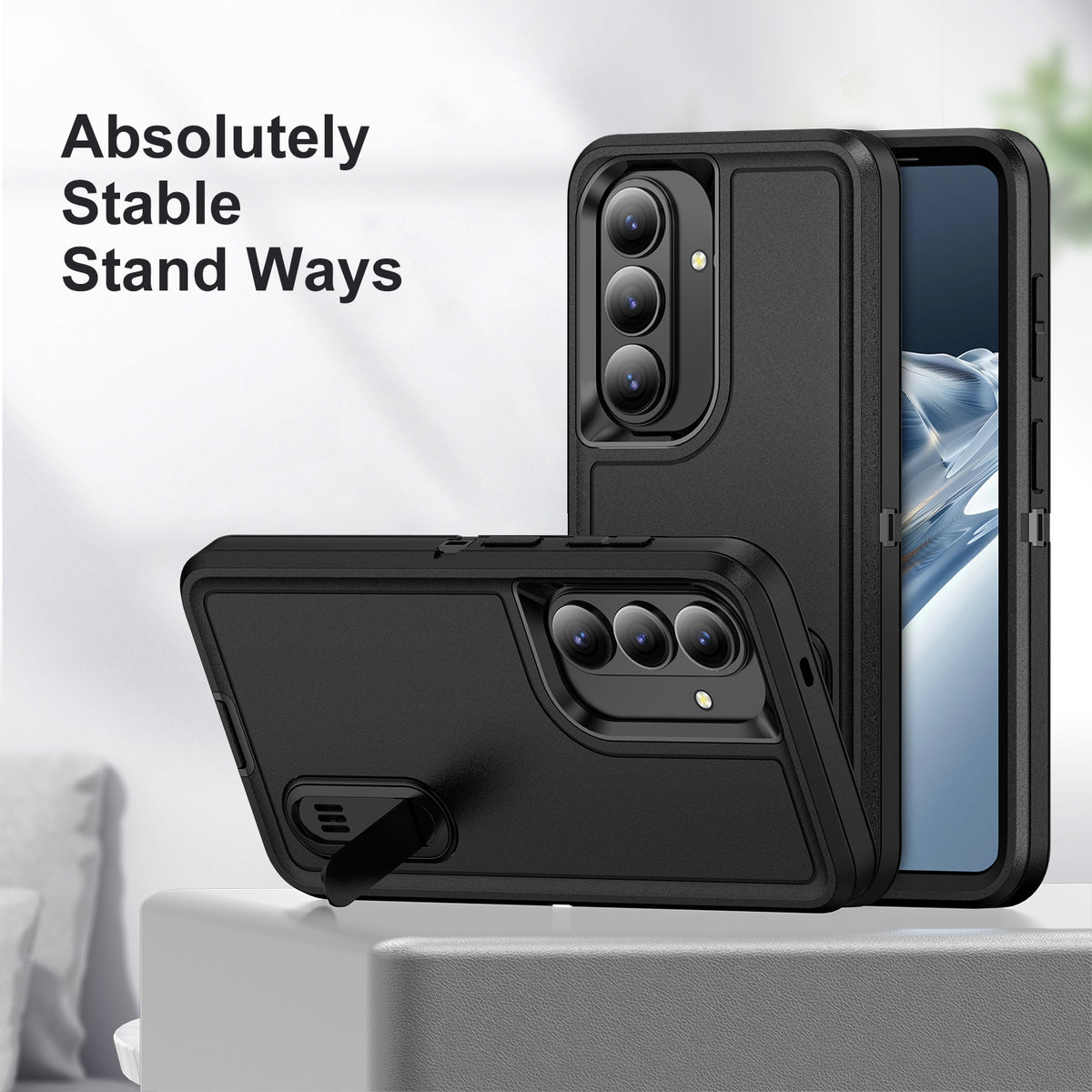 Samsung S26 Plus Case Shockproof Armor Kickstand [Full Black]