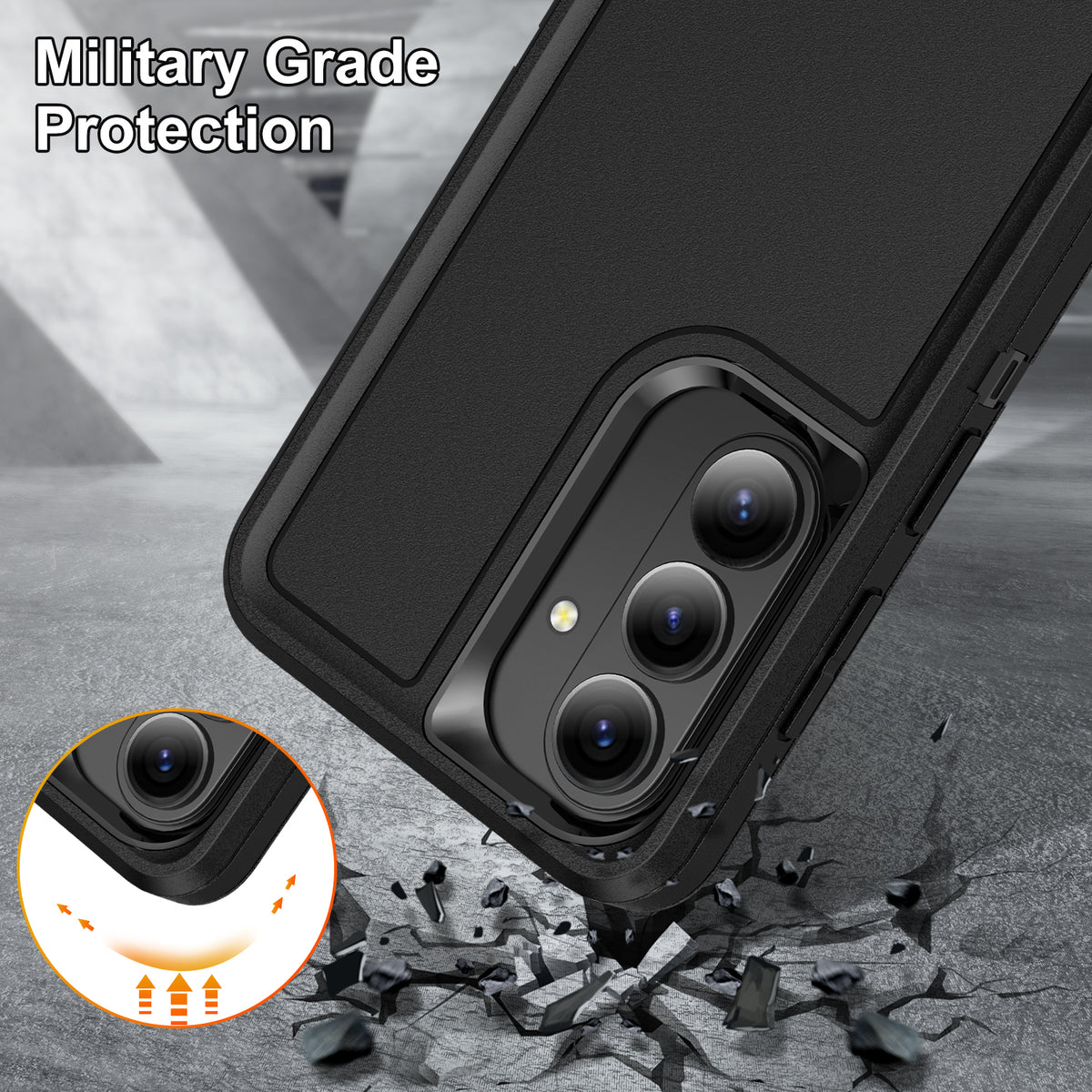 Samsung S26 Plus Case Shockproof Armor Kickstand [Full Black]