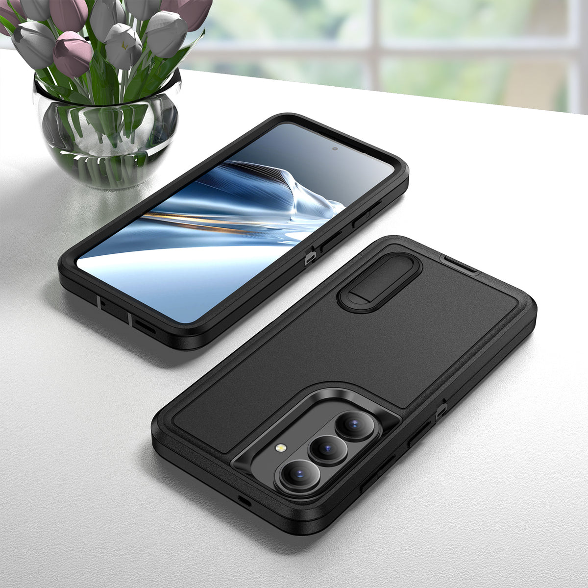 Samsung S26 Plus Case Shockproof Armor Kickstand [Full Black]