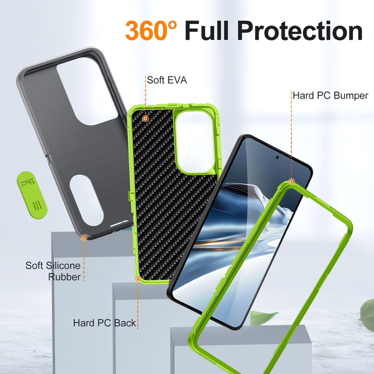 Samsung S26 Case Shockproof Armor Kickstand [Grey & Light Green]