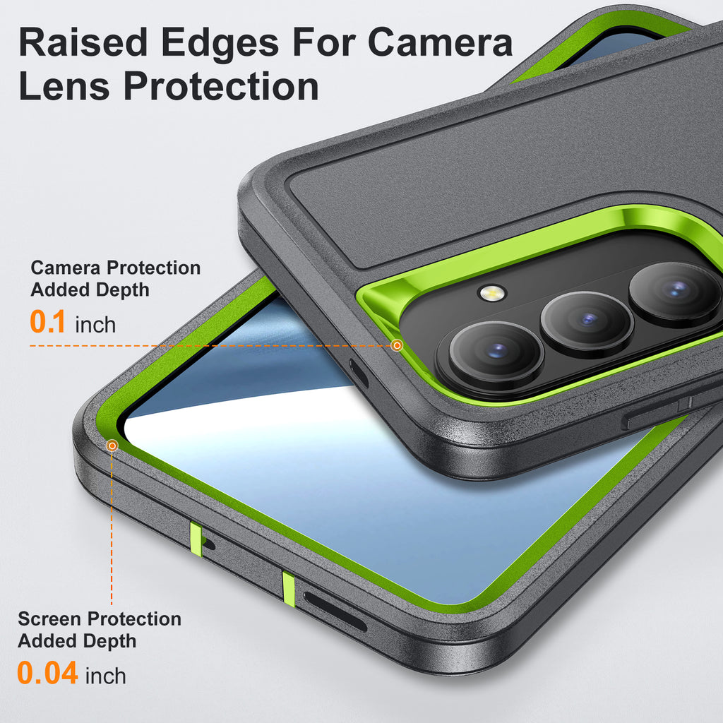 Samsung S26 Case Shockproof Armor Kickstand [Grey & Light Green]