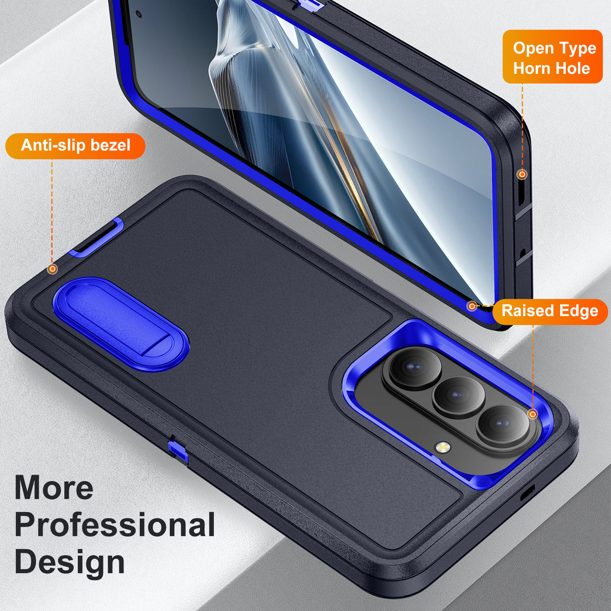 Samsung S26 Case Shockproof Armor Kickstand [Navy Blue & Blue]