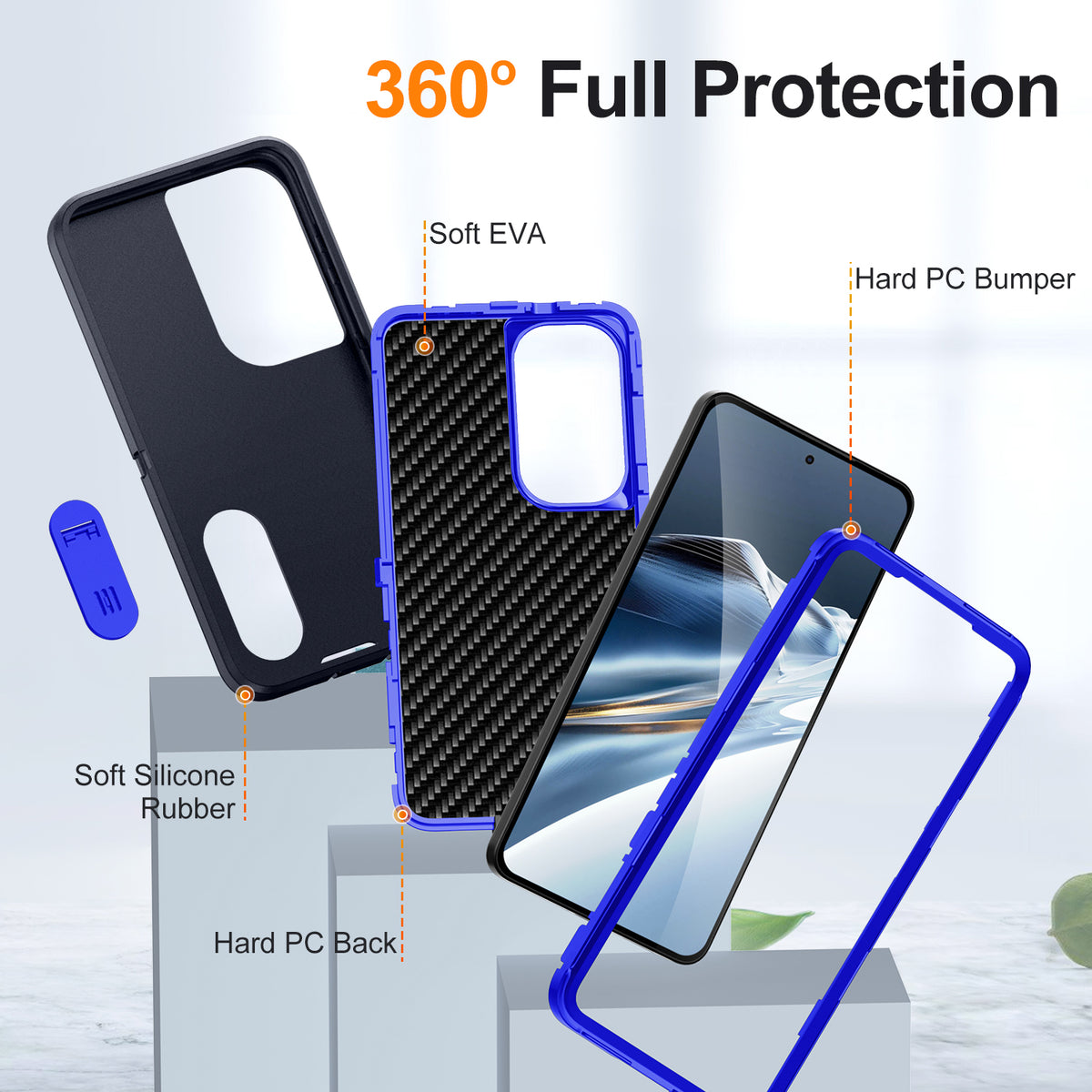 Samsung S26 Case Shockproof Armor Kickstand [Navy Blue & Blue]
