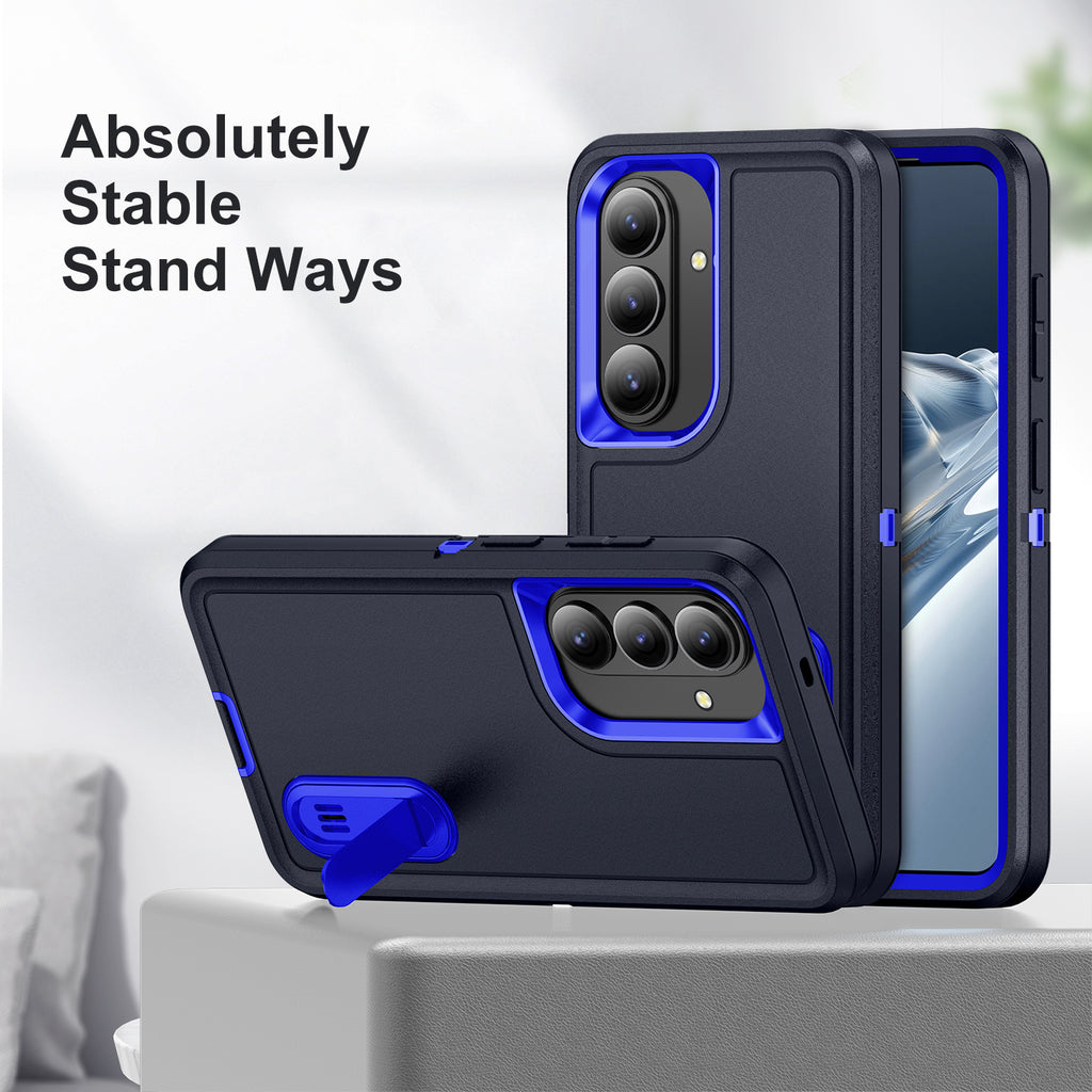 Samsung S26 Case Shockproof Armor Kickstand [Navy Blue & Blue]