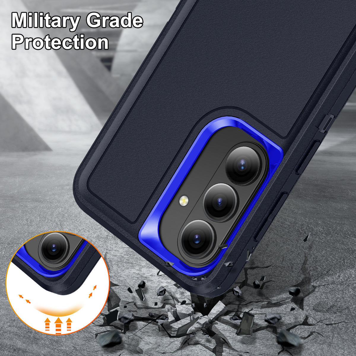 Samsung S26 Case Shockproof Armor Kickstand [Navy Blue & Blue]