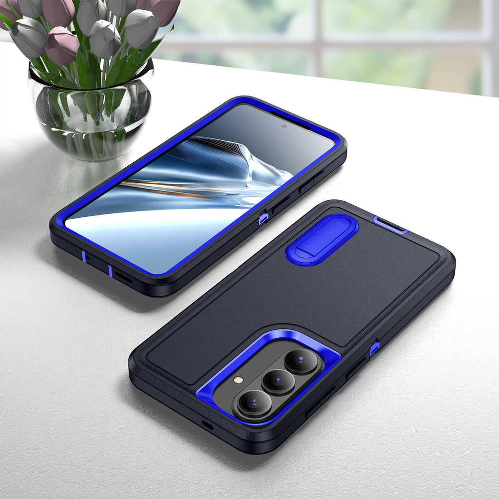Samsung S26 Case Shockproof Armor Kickstand [Navy Blue & Blue]