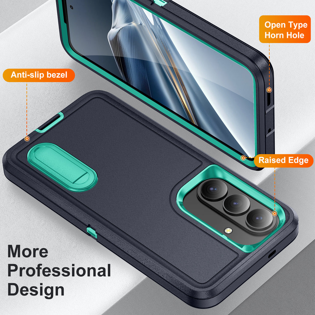 Samsung S26 Case Shockproof Armor Kickstand [Navy Blue & Teal]