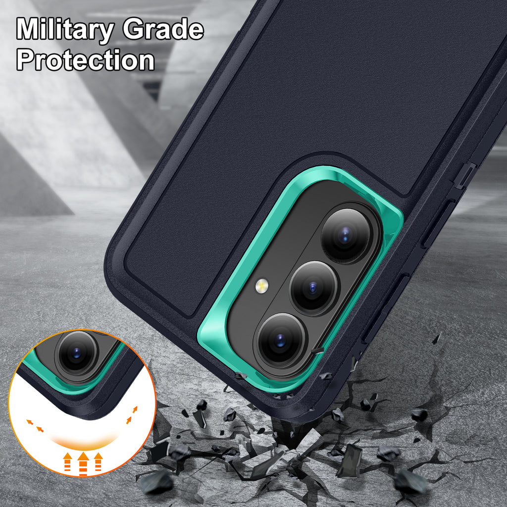 Samsung S26 Case Shockproof Armor Kickstand [Navy Blue & Teal]