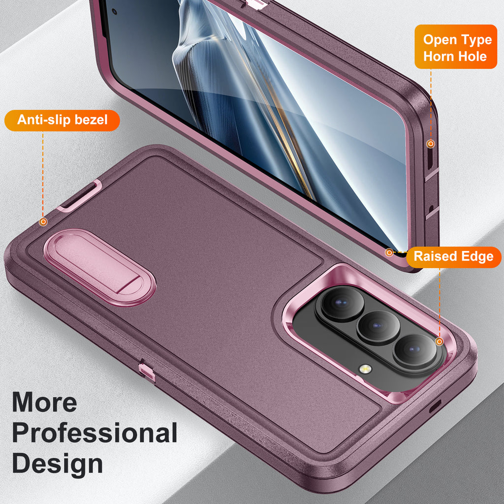 Samsung S26 Case Shockproof Armor Kickstand [Wine Red & Pink]