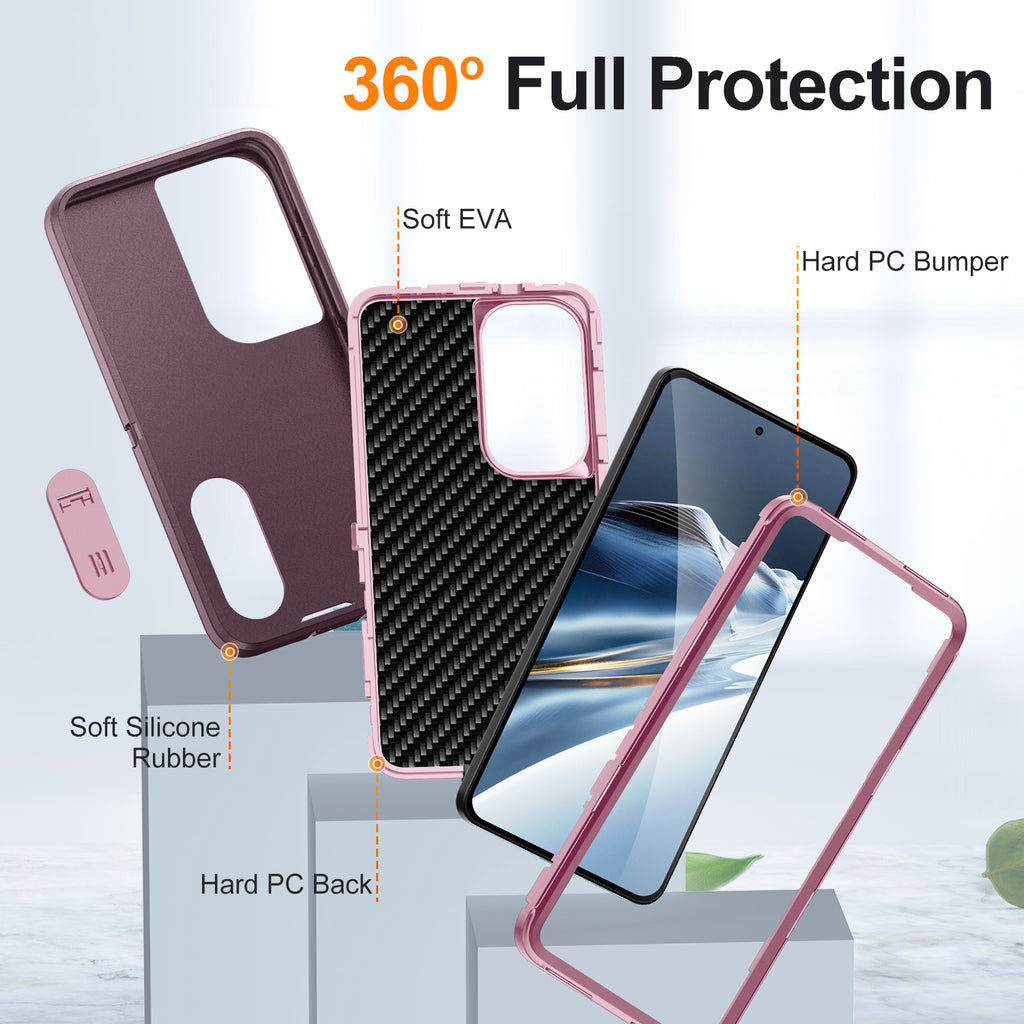 Samsung S26 Case Shockproof Armor Kickstand [Wine Red & Pink]