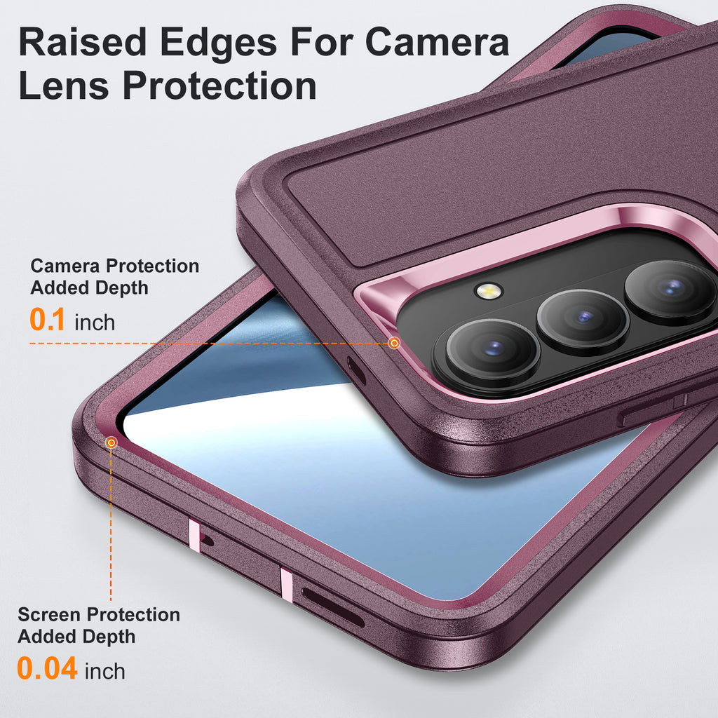 Samsung S26 Case Shockproof Armor Kickstand [Wine Red & Pink]