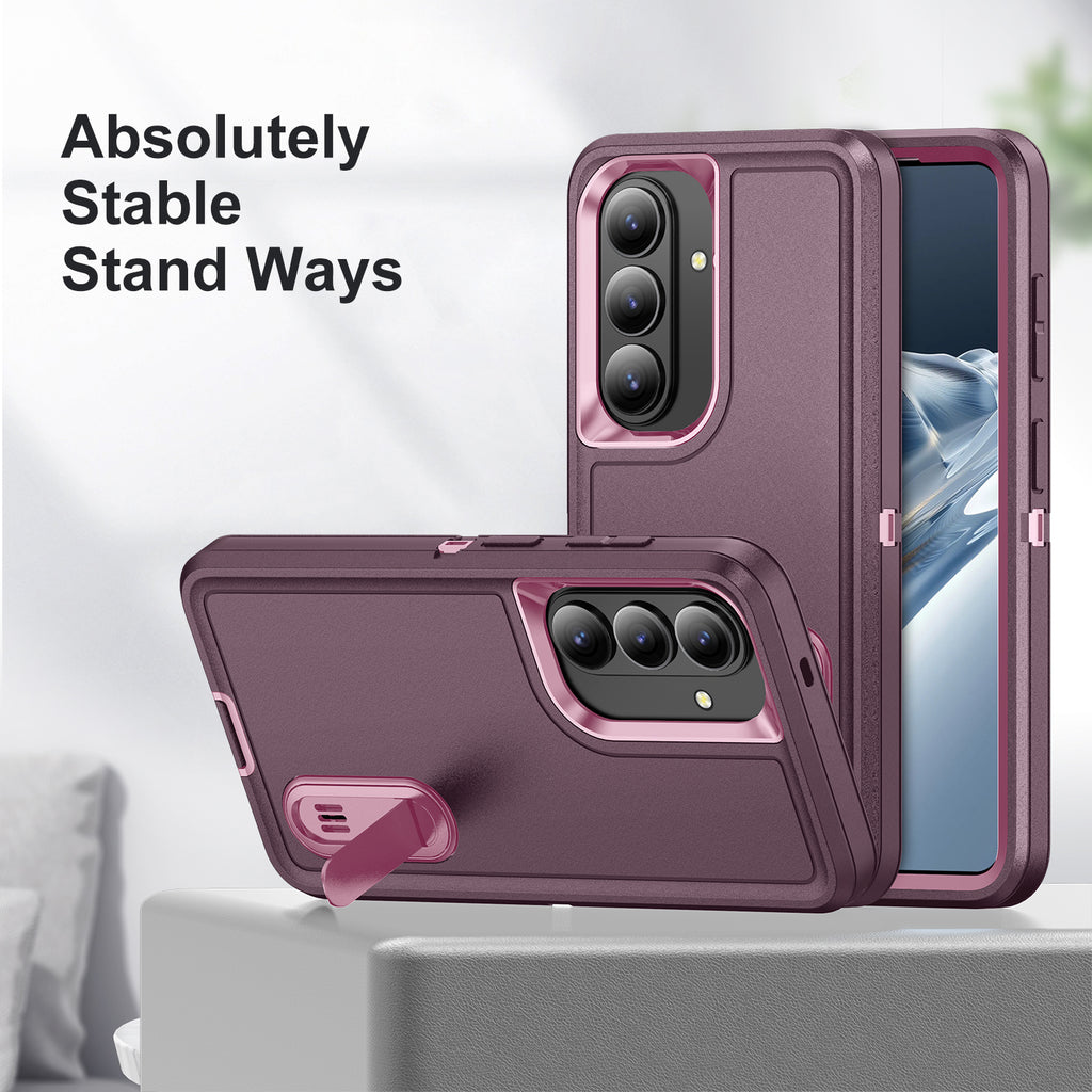 Samsung S26 Case Shockproof Armor Kickstand [Wine Red & Pink]