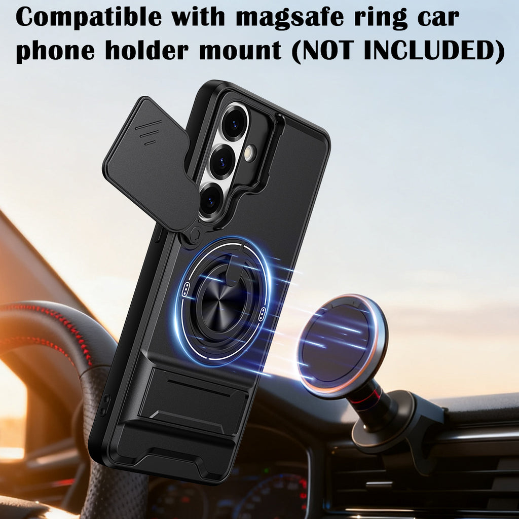 Samsung S26 Plus Magnetic Kickstand Case with Camera Slide Cover RED