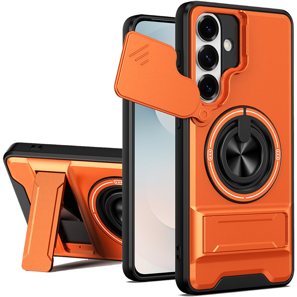 Samsung S26 Plus Magnetic Kickstand Case with Camera Slide Cover ORANGE