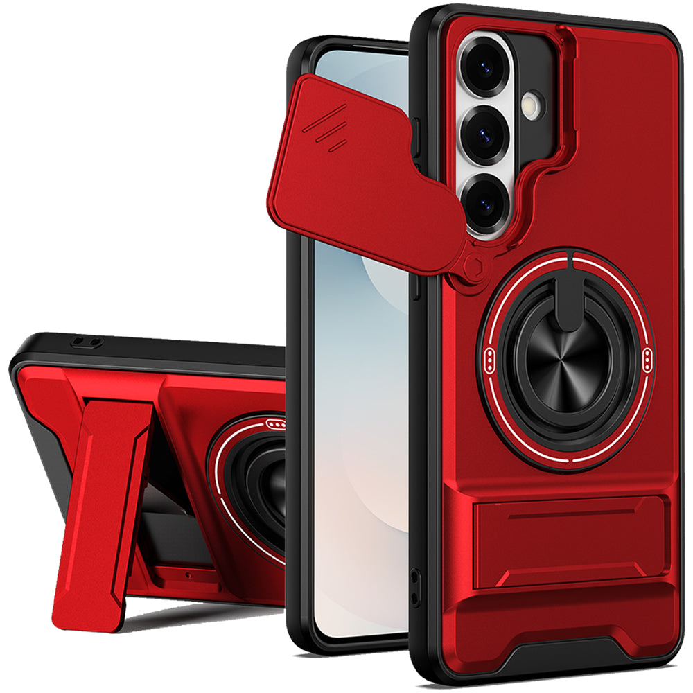 Samsung S26 Plus Magnetic Kickstand Case with Camera Slide Cover RED